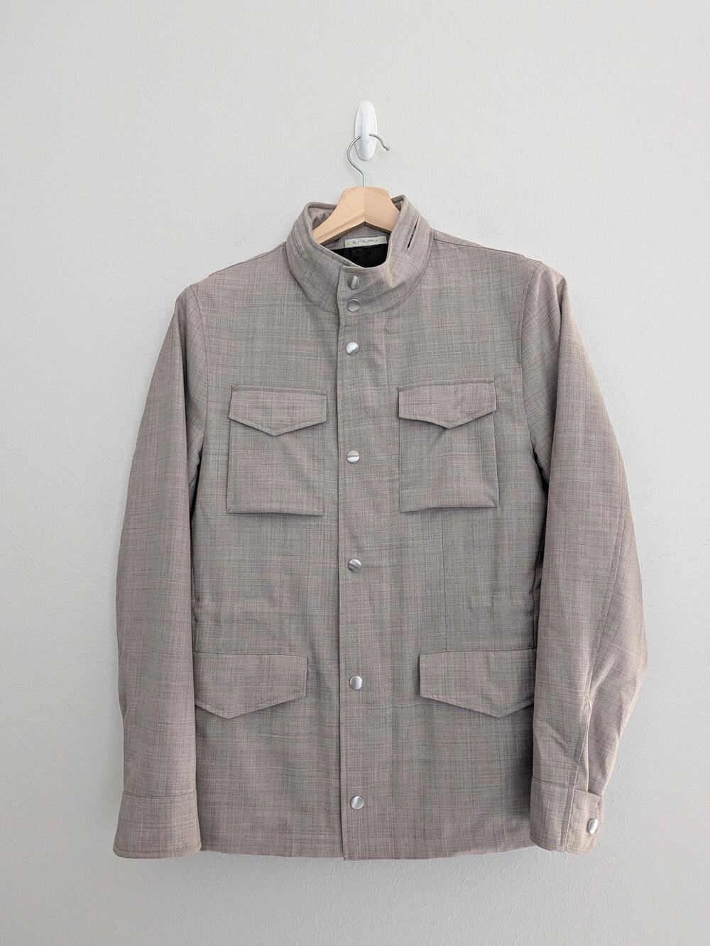 SuitSupply Milford Light Brown Wool Field Jacket US 36 IT 46 Utility Coat EUC